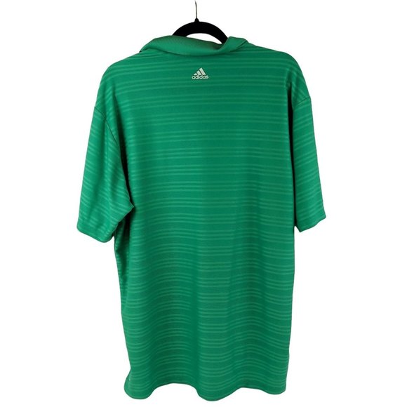 Adidas Golf Polo Shirt Men's Sz L Green Striped ClimaCool Kings Creek Logo - Picture 2 of 8
